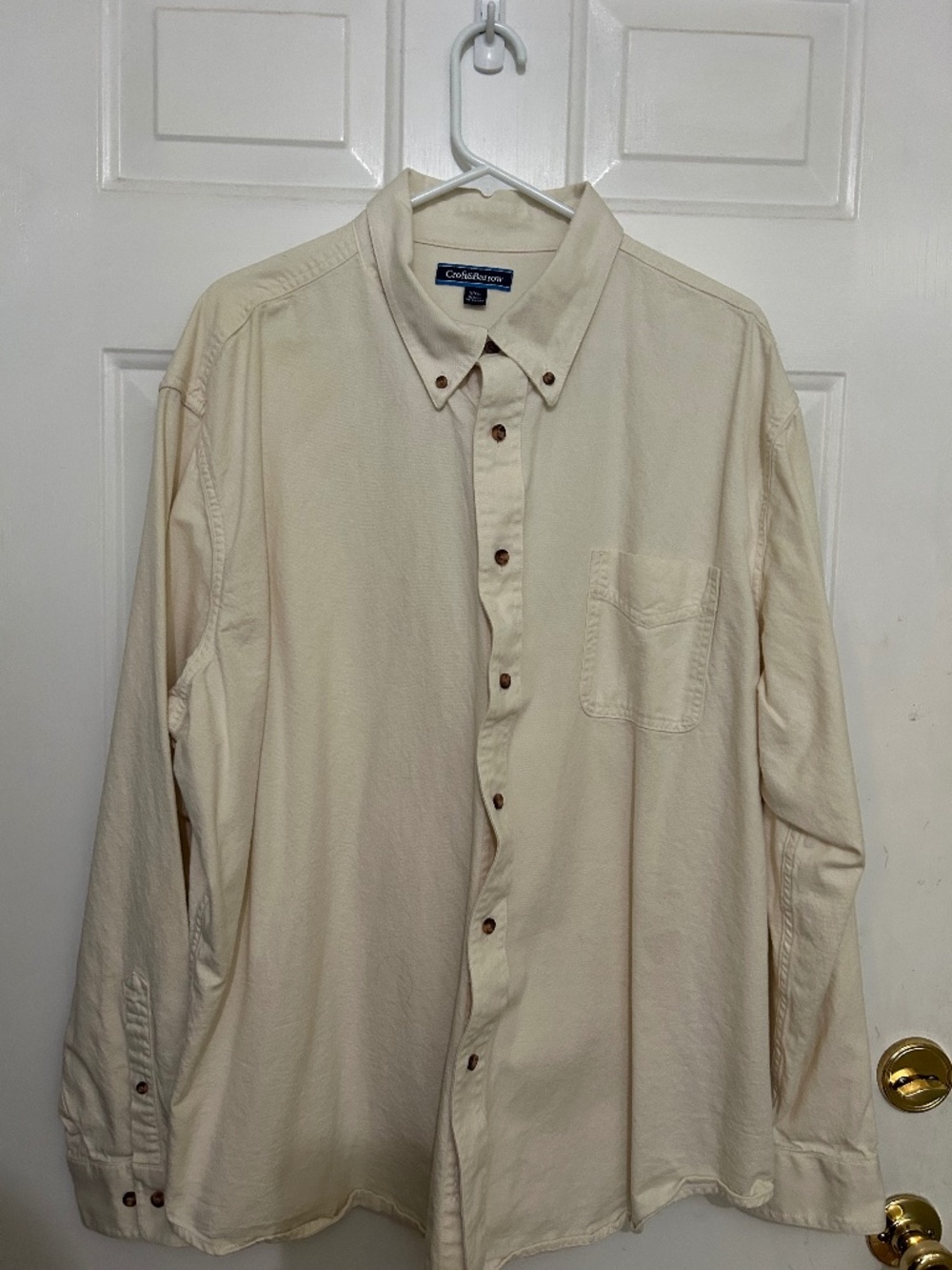 Croft&Barrow Long Sleeve Casual Dress Shirt, XXL, light cream